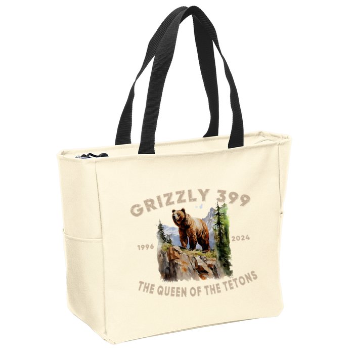 Retro Bear Lover Queen Of The Tetons Grizzly 399 Wildlife Zip Tote Bag