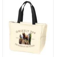 Retro Bear Lover Queen Of The Tetons Grizzly 399 Wildlife Zip Tote Bag