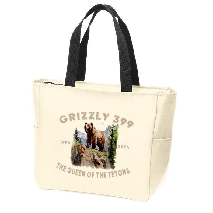 Retro Bear Lover Queen Of The Tetons Grizzly 399 Wildlife Zip Tote Bag