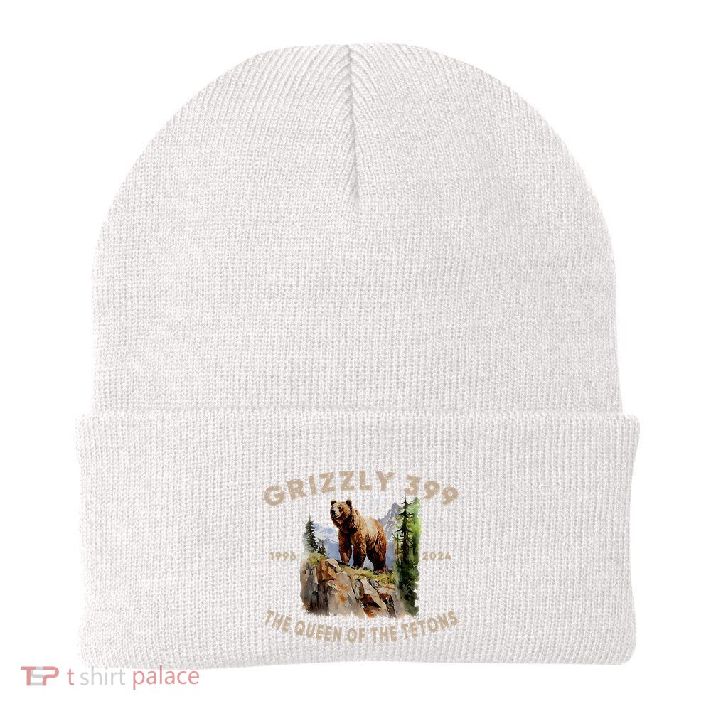 Retro Bear Lover Queen Of The Tetons Grizzly 399 Wildlife Beanie