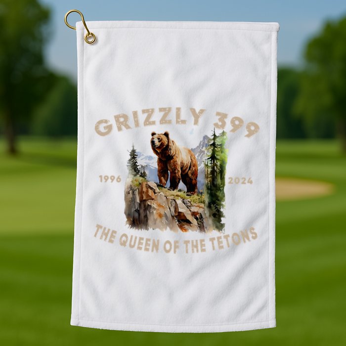 Retro Bear Lover Queen Of The Tetons Grizzly 399 Wildlife Golf Towel