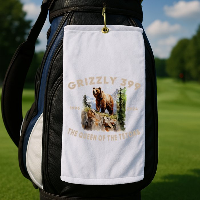 Retro Bear Lover Queen Of The Tetons Grizzly 399 Wildlife Golf Towel