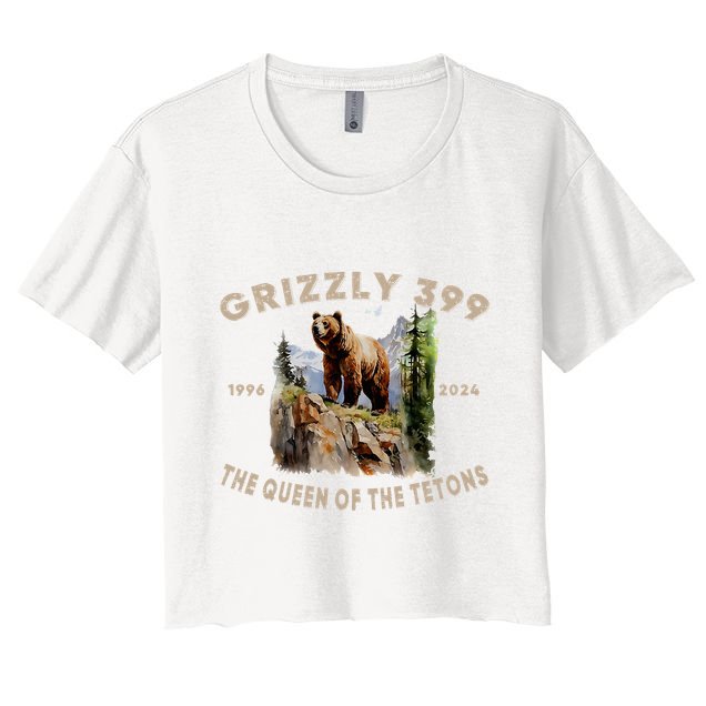 Retro Bear Lover Queen Of The Tetons Grizzly 399 Wildlife Crop Top