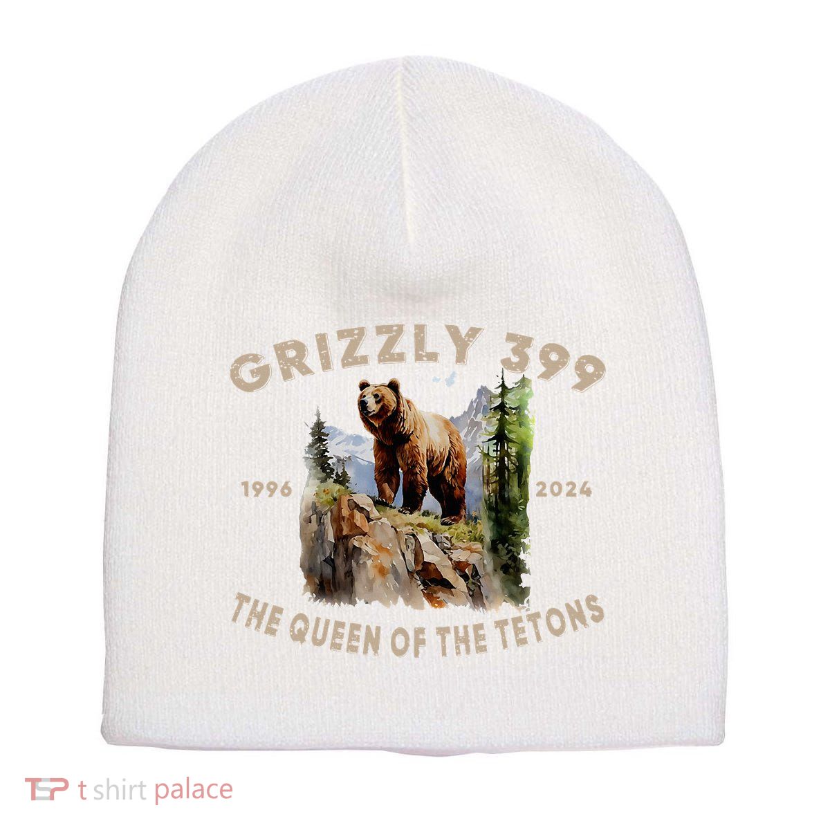 Retro Bear Lover Queen Of The Tetons Grizzly 399 Wildlife Short Acrylic Beanie