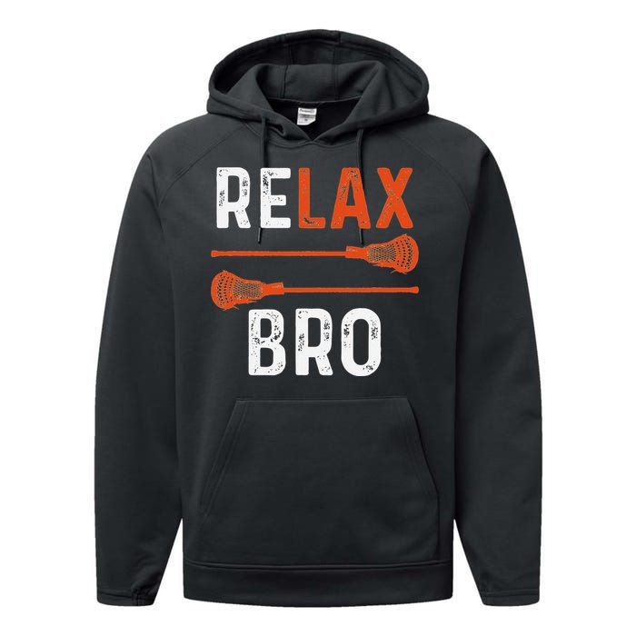 Relax Bro Lacrosse Sports Team Game Performance Fleece Hoodie