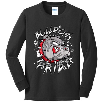 Retro Bulldog Last Name Pride Personalized Costume Animals Kids Long Sleeve Shirt