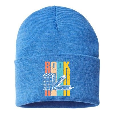 Retro Book Lovers Bookish Bookworm Cute Gift Sustainable Knit Beanie