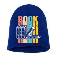 Retro Book Lovers Bookish Bookworm Cute Gift Short Acrylic Beanie