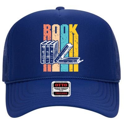 Retro Book Lovers Bookish Bookworm Cute Gift High Crown Mesh Back Trucker Hat