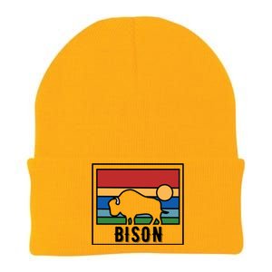 Retro Bison Logo Knit Cap Winter Beanie