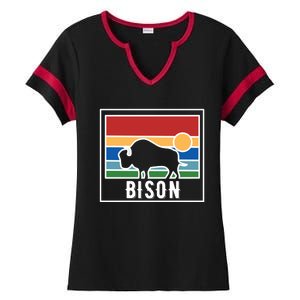 Retro Bison Logo Ladies Halftime Notch Neck Tee