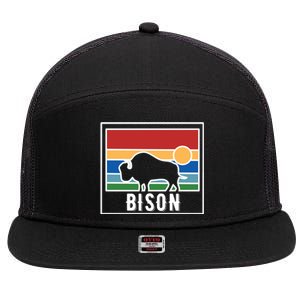 Retro Bison Logo 7 Panel Mesh Trucker Snapback Hat