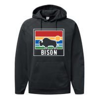 Retro Bison Logo Performance Fleece Hoodie