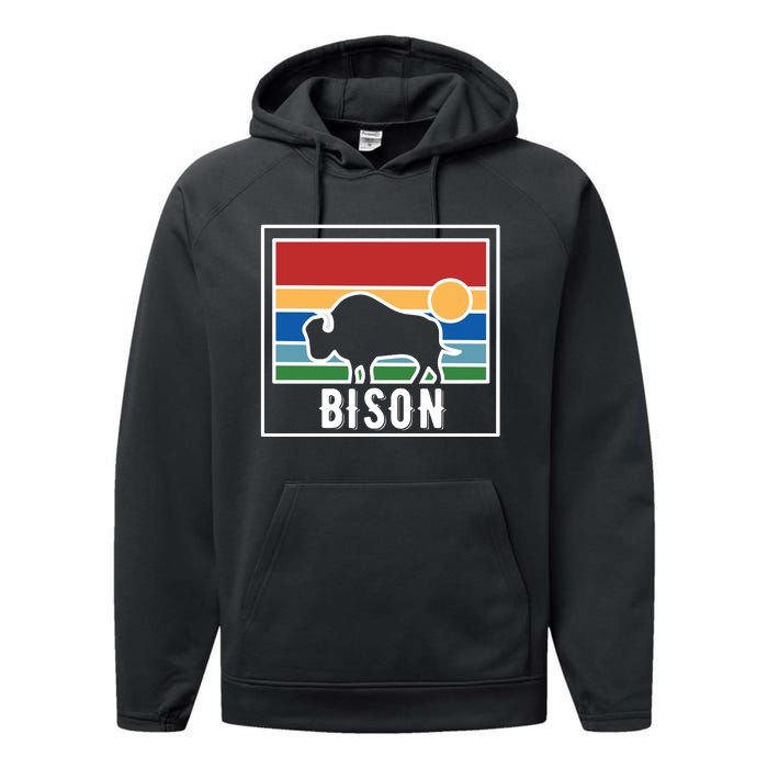 Retro Bison Logo Performance Fleece Hoodie