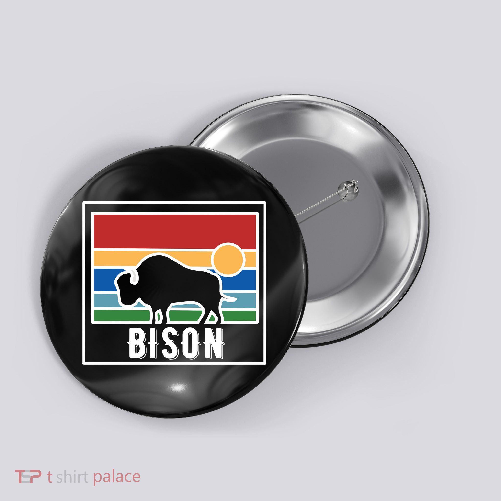 Retro Bison Logo Button