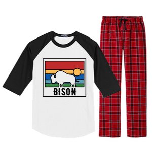 Retro Bison Logo Raglan Sleeve Pajama Set