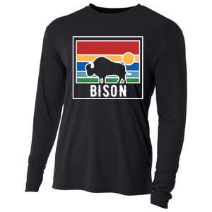 Retro Bison Logo Cooling Performance Long Sleeve Crew