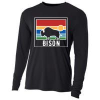 Retro Bison Logo Cooling Performance Long Sleeve Crew