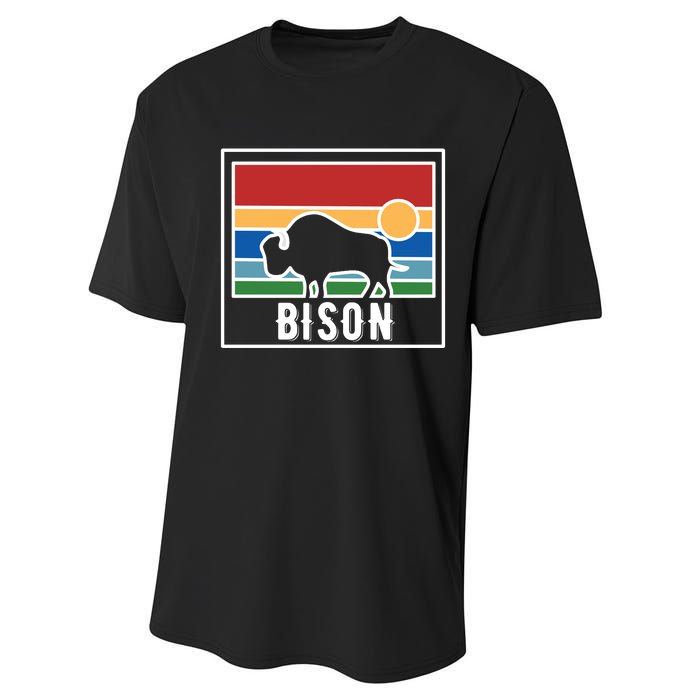 Retro Bison Logo Performance Sprint T-Shirt