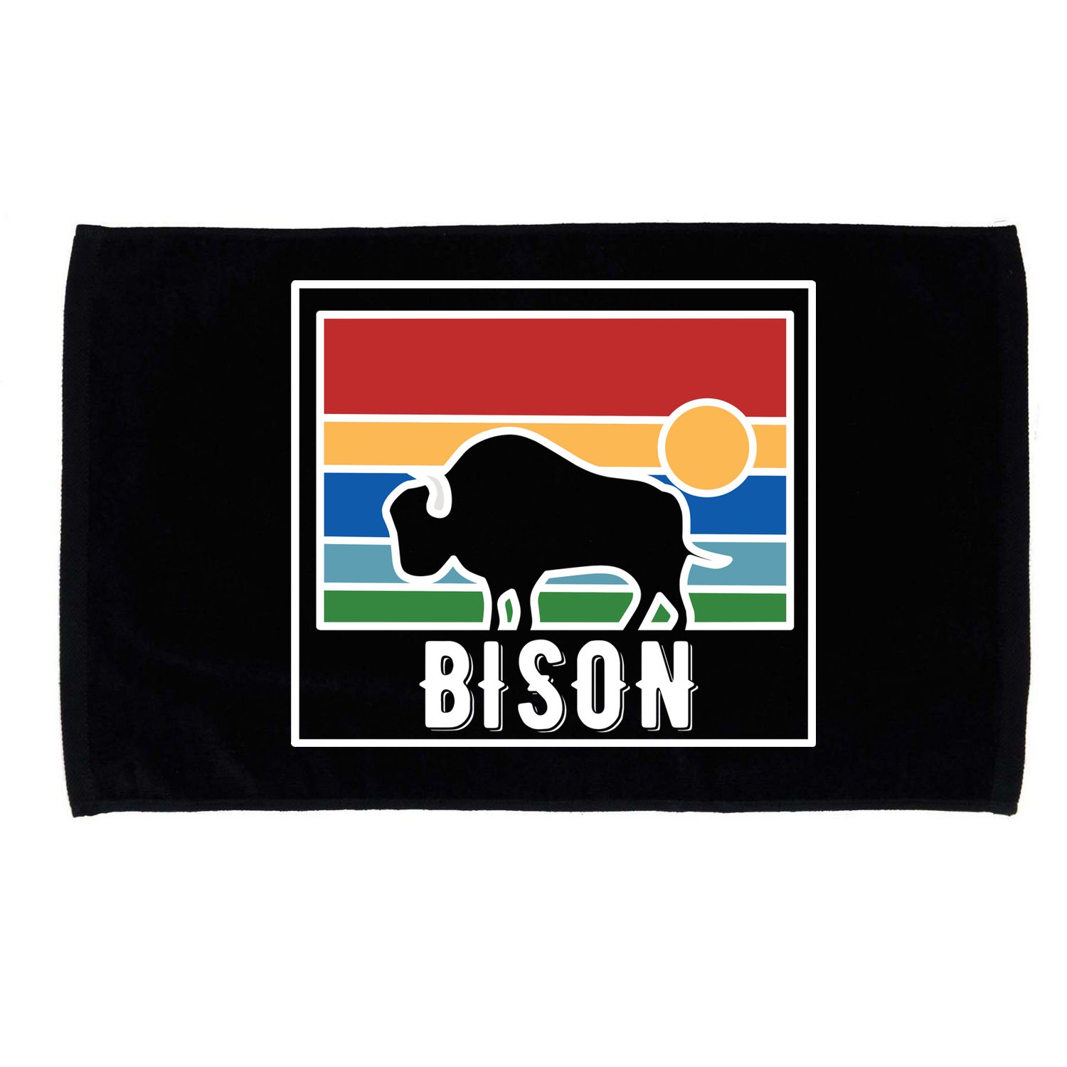 Retro Bison Logo Microfiber Hand Towel