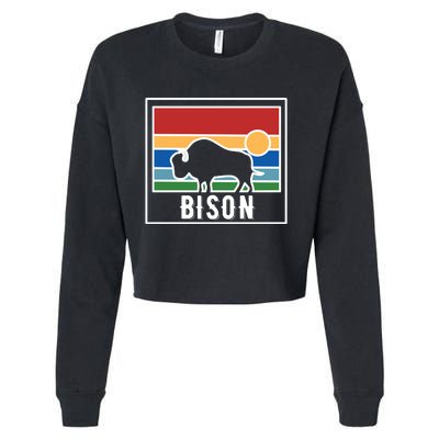 Retro Bison Logo Cropped Pullover Crew