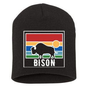 Retro Bison Logo Short Acrylic Beanie