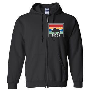 Retro Bison Logo Full Zip Hoodie