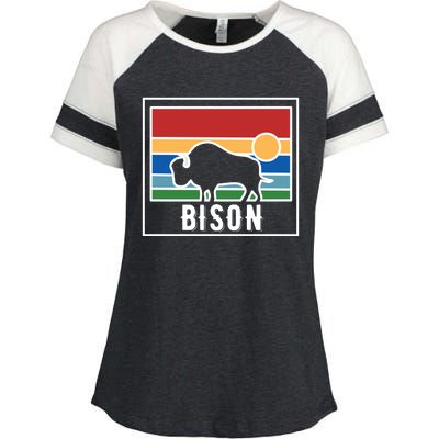 Retro Bison Logo Enza Ladies Jersey Colorblock Tee