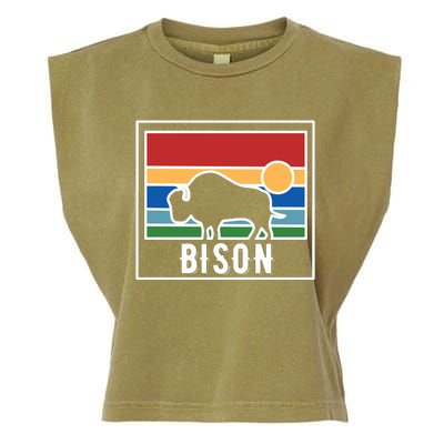 Retro Bison Logo Garment-Dyed Women's Muscle Tee