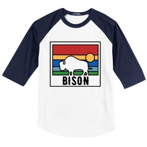 Retro Bison Logo Baseball Sleeve Shirt