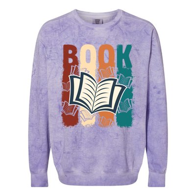 Retro Book Lovers Bookish Bookworm Gift Colorblast Crewneck Sweatshirt