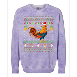 Rooster Bird Lover Lighting Santa Hat Rooster Ugly Christmas Gift Colorblast Crewneck Sweatshirt