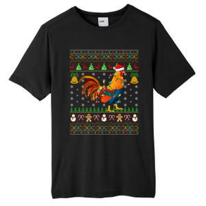 Rooster Bird Lover Lighting Santa Hat Rooster Ugly Christmas Gift Tall Fusion ChromaSoft Performance T-Shirt