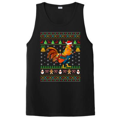 Rooster Bird Lover Lighting Santa Hat Rooster Ugly Christmas Gift PosiCharge Competitor Tank