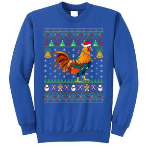 Rooster Bird Lover Lighting Santa Hat Rooster Ugly Christmas Gift Sweatshirt