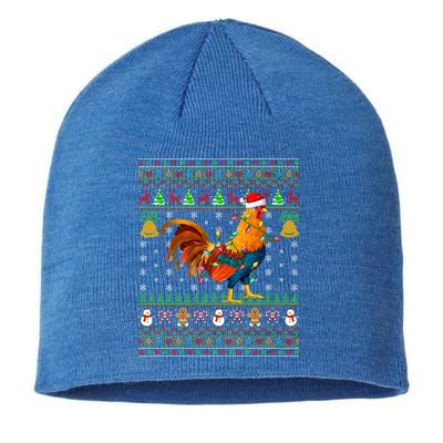 Rooster Bird Lover Lighting Santa Hat Rooster Ugly Christmas Gift Sustainable Beanie