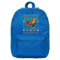 Rooster Bird Lover Lighting Santa Hat Rooster Ugly Christmas Gift 16 in Basic Backpack