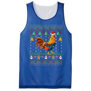 Rooster Bird Lover Lighting Santa Hat Rooster Ugly Christmas Gift Mesh Reversible Basketball Jersey Tank