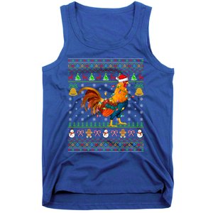 Rooster Bird Lover Lighting Santa Hat Rooster Ugly Christmas Gift Tank Top