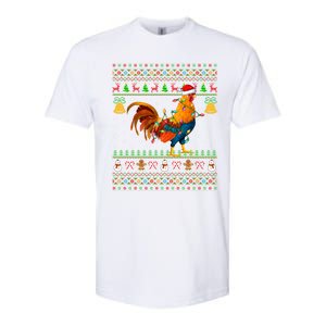 Rooster Bird Lover Lighting Santa Hat Rooster Ugly Christmas Gift Softstyle CVC T-Shirt