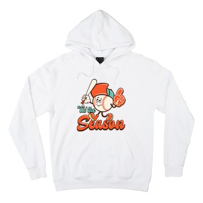 Retro Baseball Lover Tis The Season Game Day Hoodie