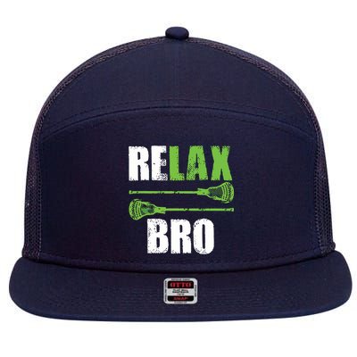 Relax Bro Lacrosse Sports Team Game 7 Panel Mesh Trucker Snapback Hat