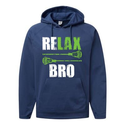 Relax Bro Lacrosse Sports Team Game Performance Fleece Hoodie