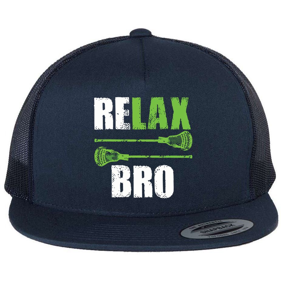 Relax Bro Lacrosse Sports Team Game Flat Bill Trucker Hat
