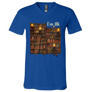 Reading Book Lovers I'm Ok National Book Lovers Day Funny Gift V-Neck T-Shirt