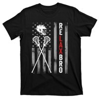 Relax Bro Lacrosse American Flag Lax Helmet Sticks Lacrosse T-Shirt