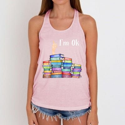 Reading Book Lovers I'm Ok National Book Lovers Day Gift Women's Knotted Racerback Tank