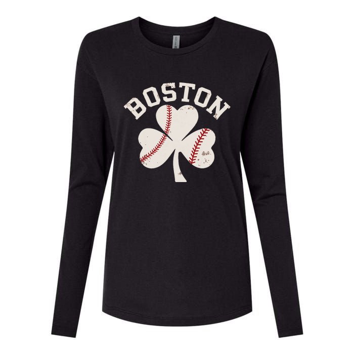 Retro Boston Lover Womens Cotton Relaxed Long Sleeve T-Shirt