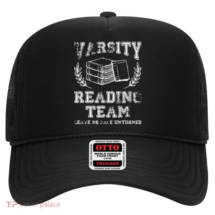 Reader Book Lover Gift Varsity Reading Team High Crown Mesh Back Trucker Hat