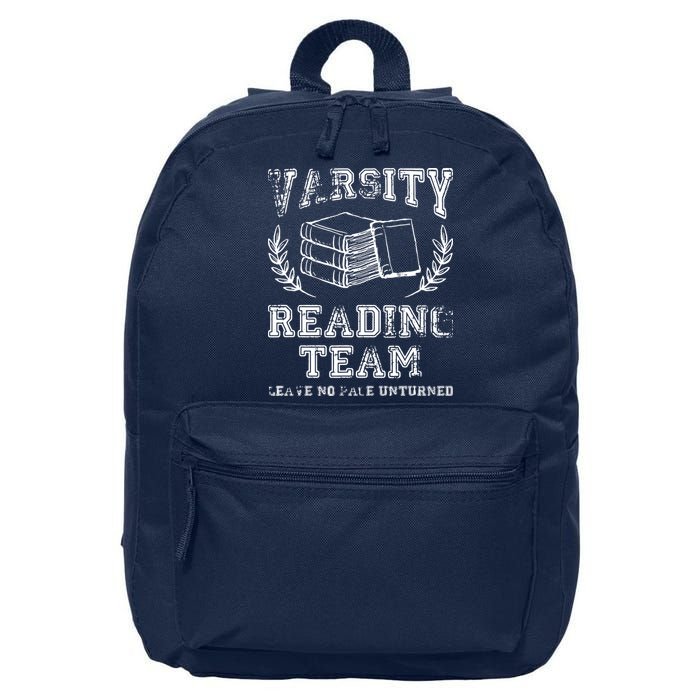 Reader Book Lover Gift Varsity Reading Team 16 in Basic Backpack